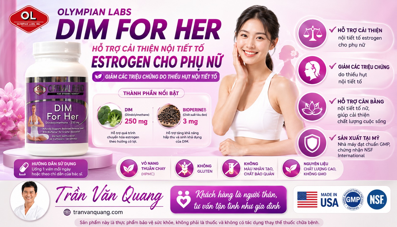 DIM For Her Olympian Labs hỗ trợ cân bằng nội tiết tố nữ