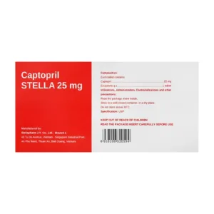 Captopril Stella 25mg 10 vỉ x 10 viên