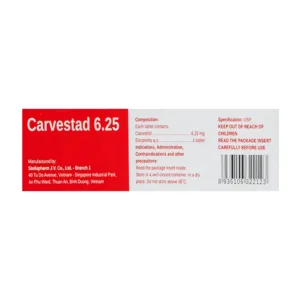 Carvestad 6.25 Stellapharm 3 vỉ x 10 viên