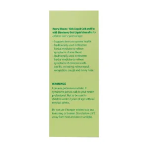 Kids Liquid Cold Flu With Elderberry Henry Blooms 100ml